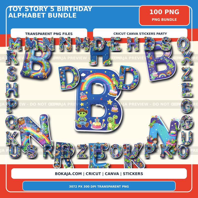 Toy Story 5 Birthday Alphabet PNG Bundle image 1