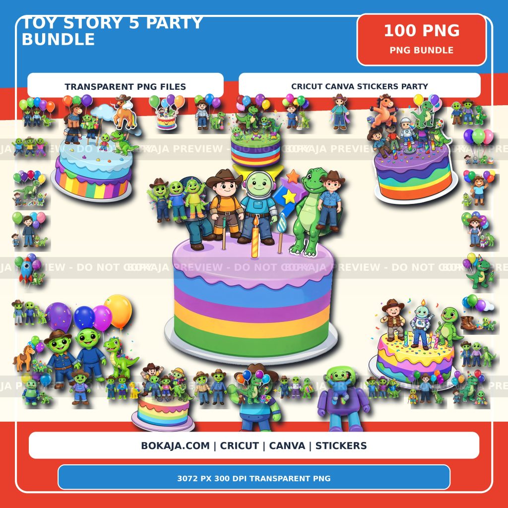 Toy Story 5 Party Clipart PNG Bundle