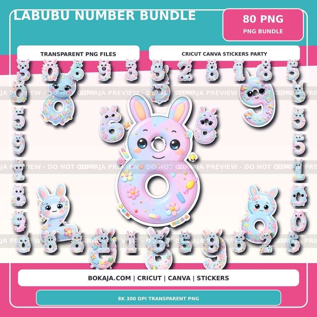 Labubu Number PNG Bundle