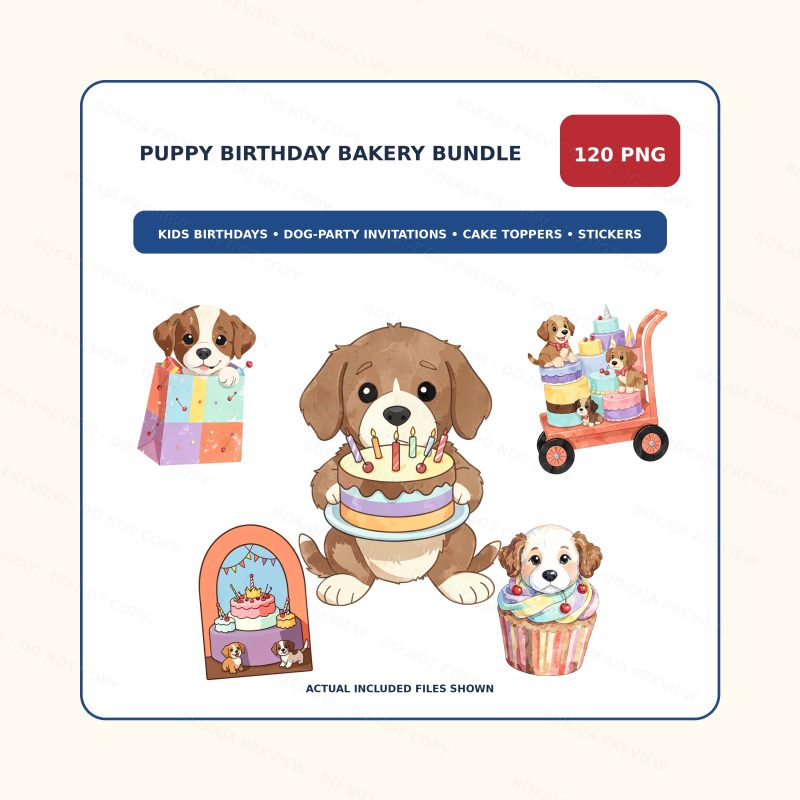 Puppy Birthday Bakery PNG Bundle