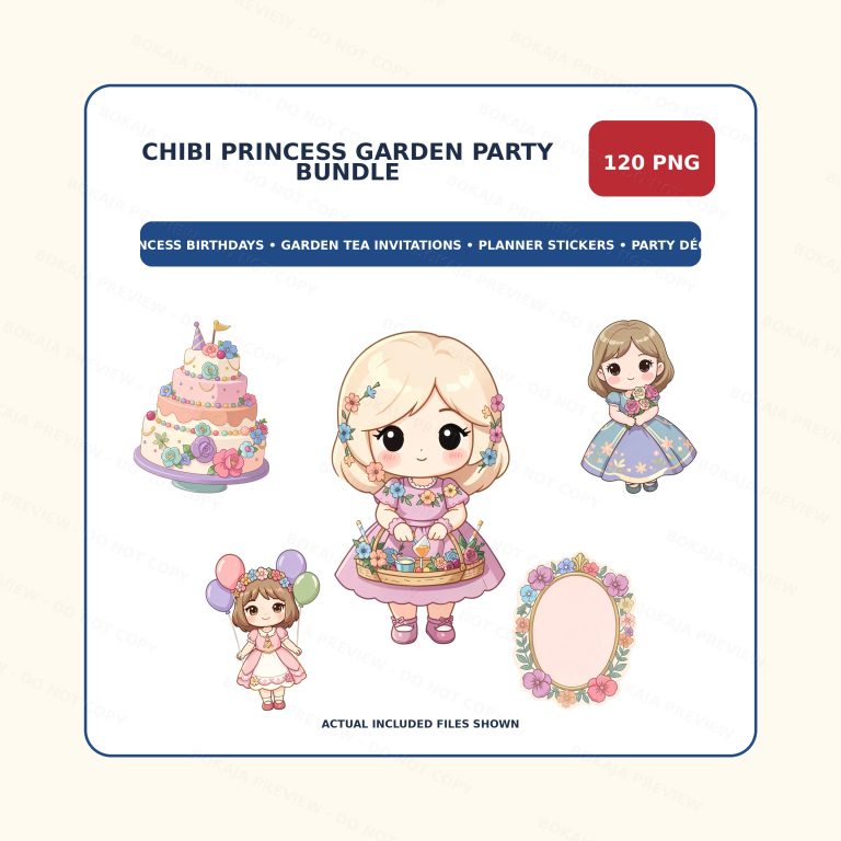 Chibi Princess Garden Party PNG Bundle protected preview 1