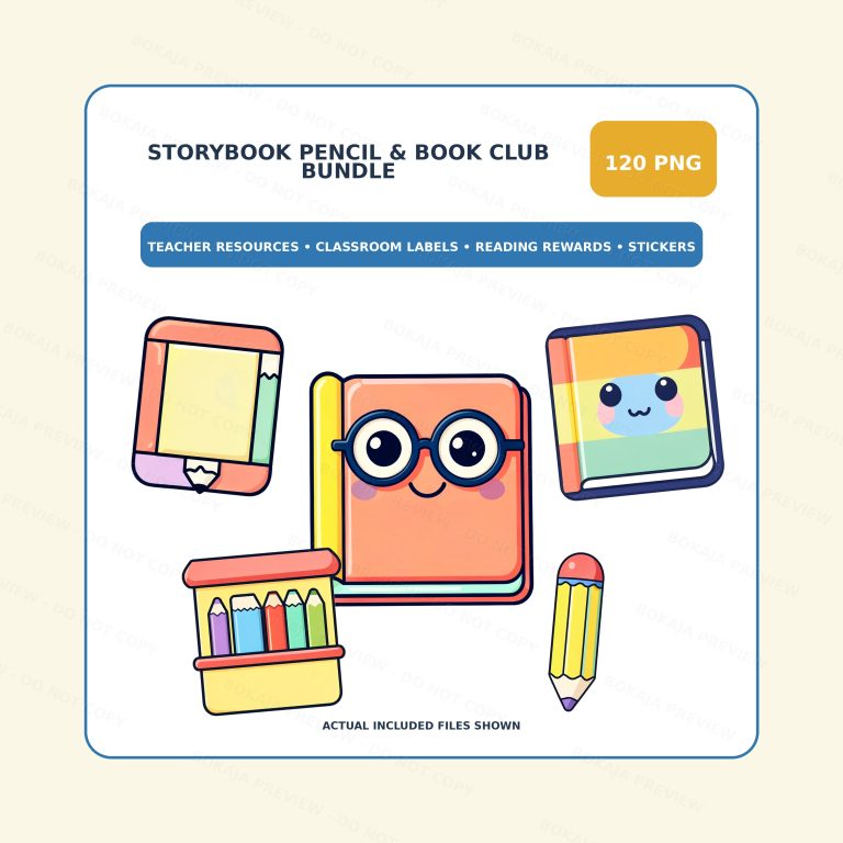 Storybook Pencil & Book Club PNG Bundle protected preview 1