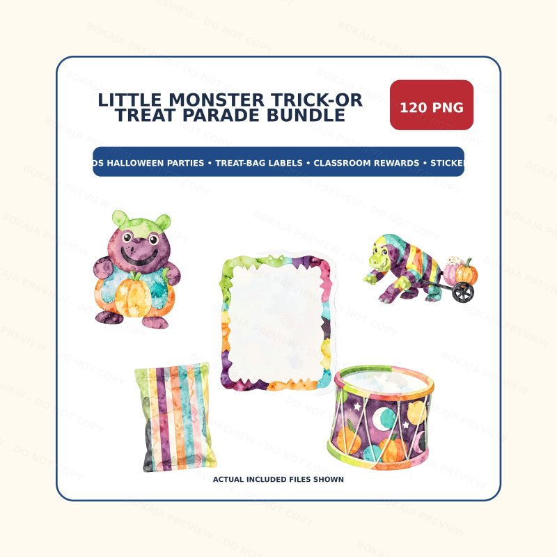 Little Monster Trick-or-Treat Parade PNG Bundle