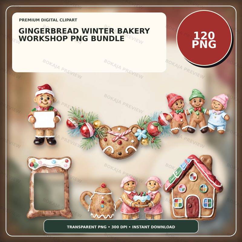 Gingerbread Winter Bakery Workshop PNG Bundle
