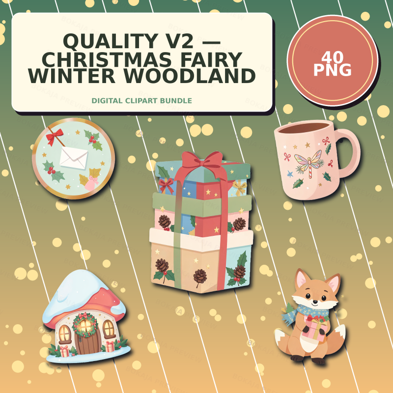 Christmas Fairy Winter Woodland PNG Bundle — 40 Clipart Files