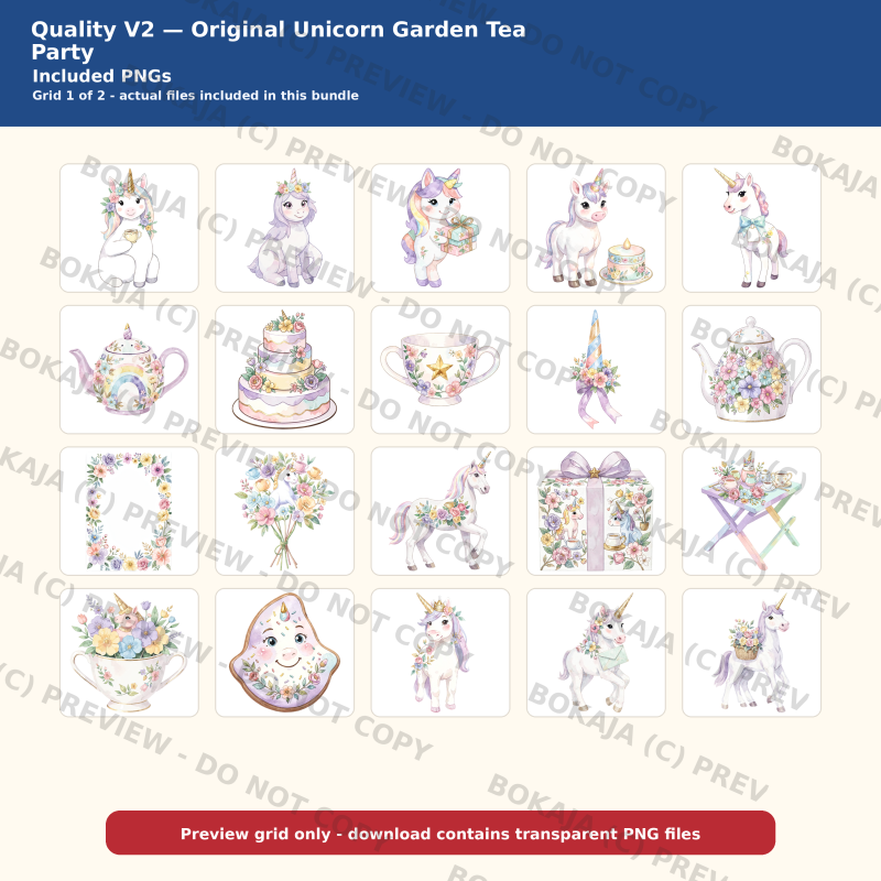 Unicorn Garden Tea Party PNG Bundle — 40 Clipart Files image 2