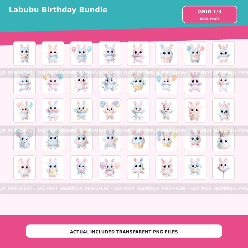 Labubu Birthday PNG Bundle image 2