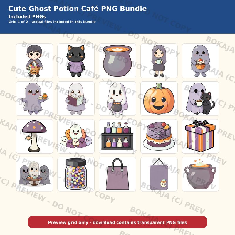 Cute Ghost Potion Café PNG Bundle image 2