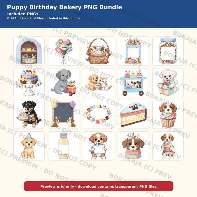 Puppy Birthday Bakery PNG Bundle image 2