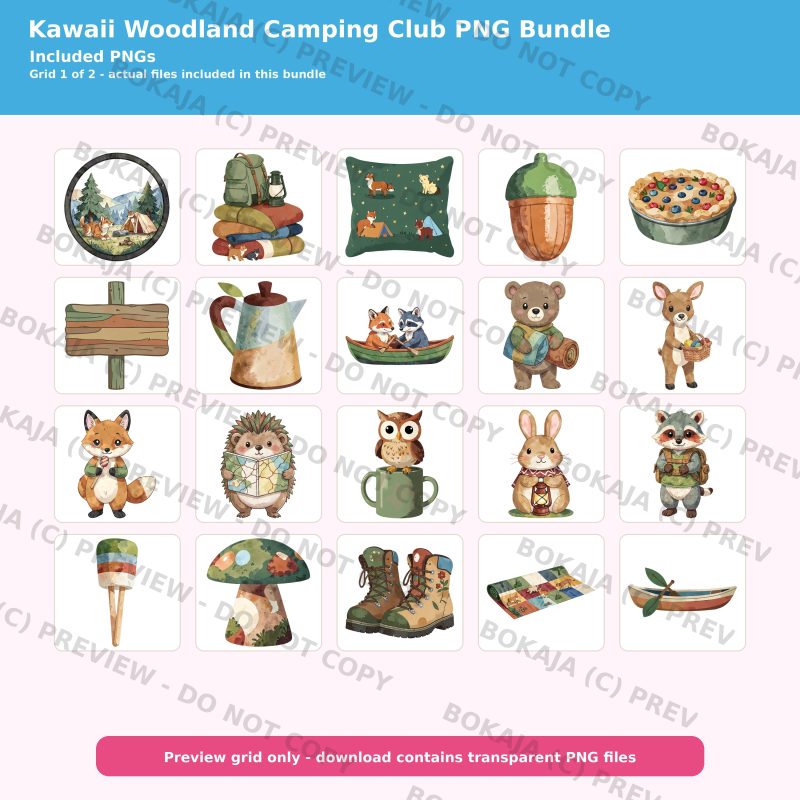 Kawaii Woodland Camping Club PNG Bundle image 2