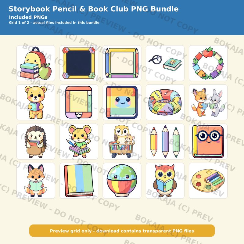 Storybook Pencil & Book Club PNG Bundle image 2