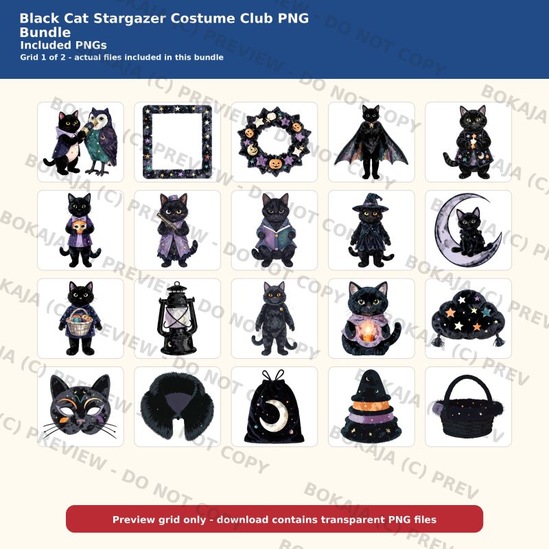 Black Cat Stargazer Costume Club PNG Bundle image 2