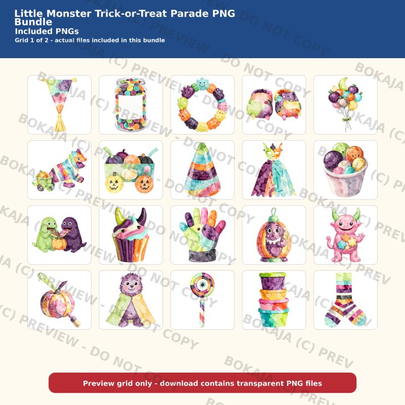 Little Monster Trick-or-Treat Parade PNG Bundle image 2