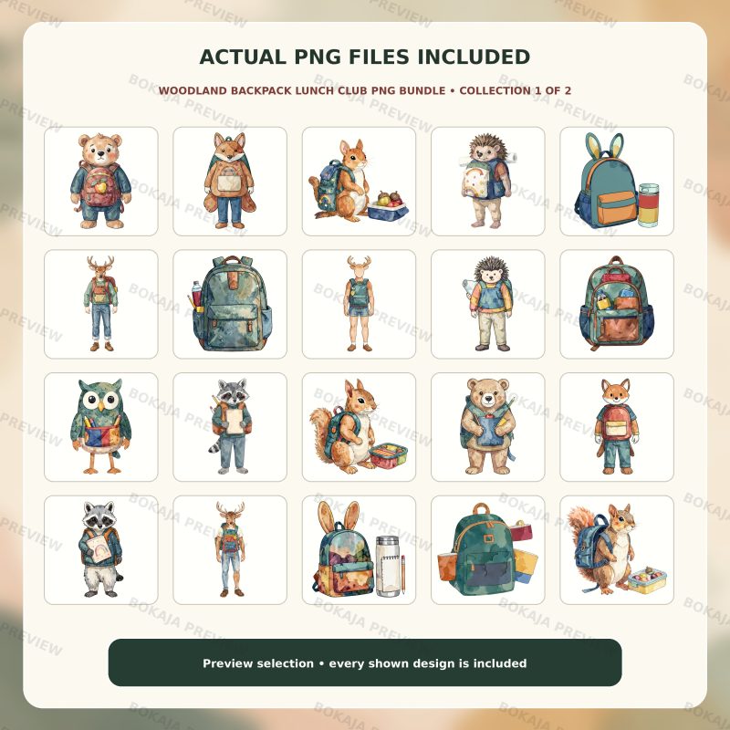 Woodland Backpack Lunch Club PNG Bundle image 2