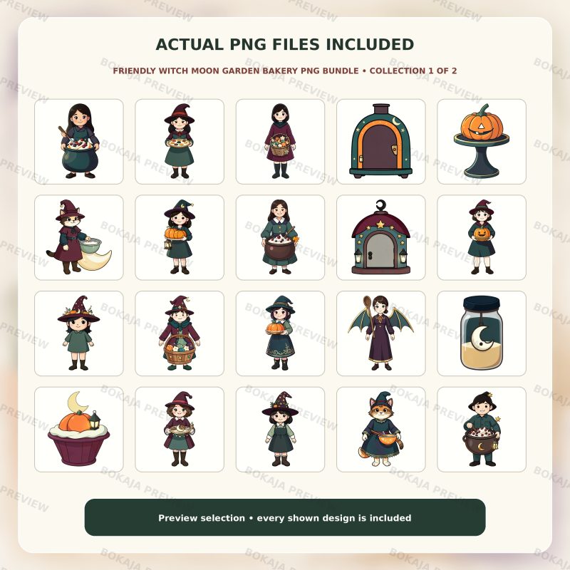 Friendly Witch Moon Garden Bakery PNG Bundle image 2