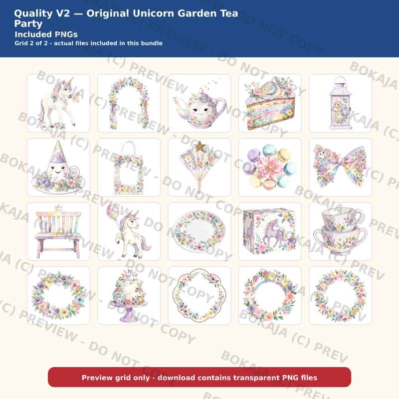 Unicorn Garden Tea Party PNG Bundle — 40 Clipart Files image 3