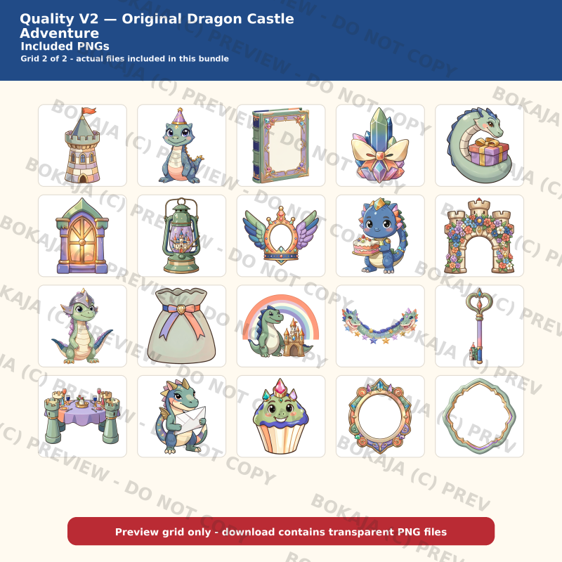 Dragon Castle Adventure PNG Bundle — 40 Clipart Files image 3