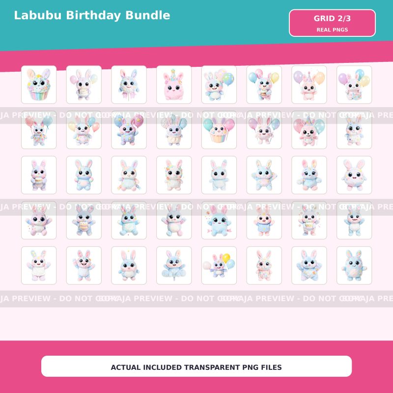 Labubu Birthday PNG Bundle image 3