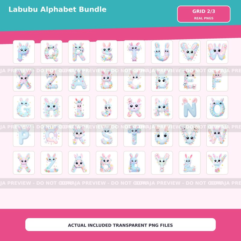 Labubu Alphabet PNG Bundle image 3