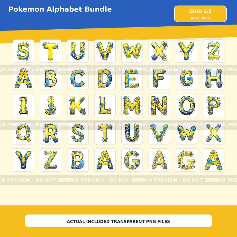 Pokemon Alphabet PNG Bundle image 3