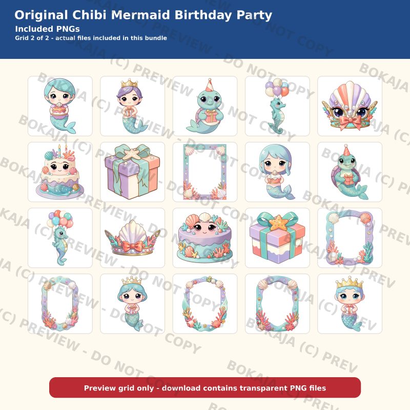 Quality V2 — Original Chibi Mermaid Birthday Party image 3