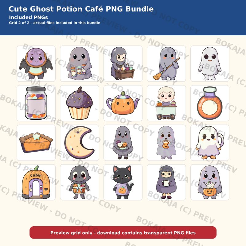 Cute Ghost Potion Café PNG Bundle image 3