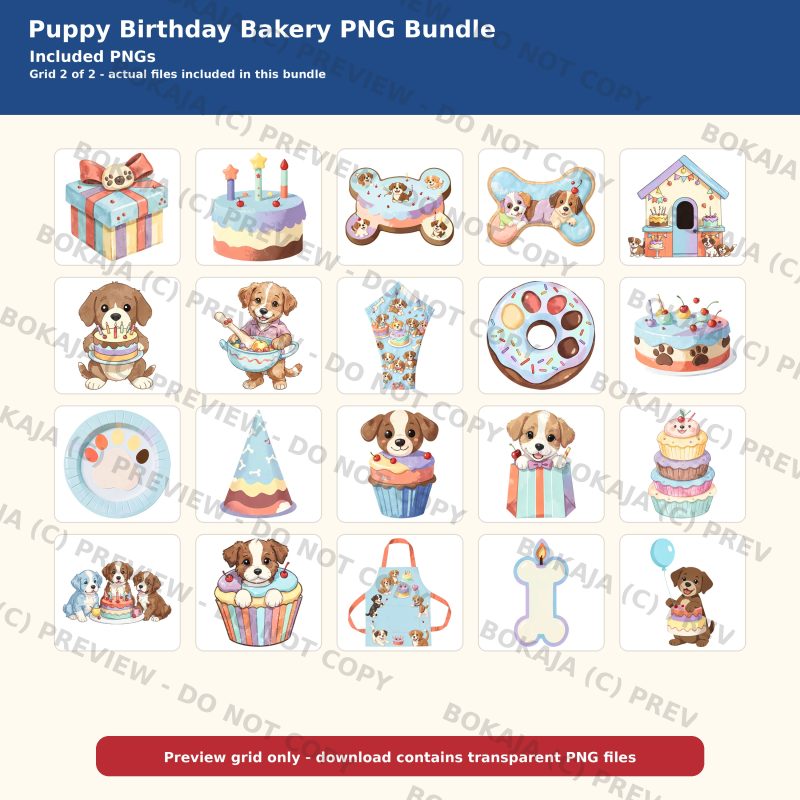 Puppy Birthday Bakery PNG Bundle image 3