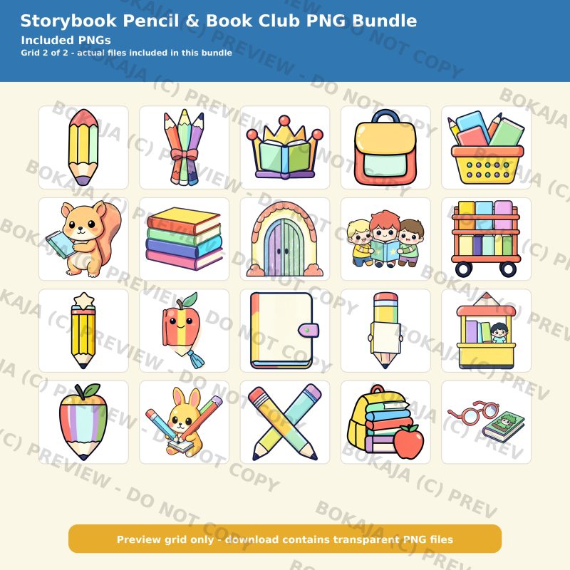 Storybook Pencil & Book Club PNG Bundle image 3