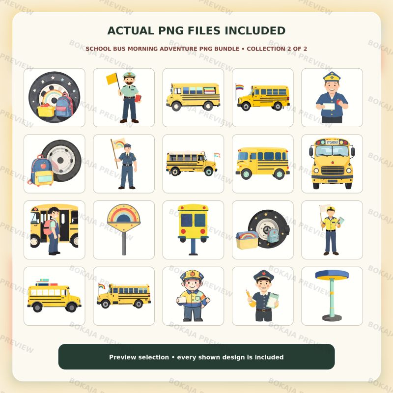 School Bus Morning Adventure PNG Bundle image 3