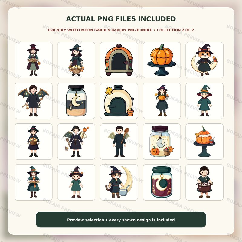Friendly Witch Moon Garden Bakery PNG Bundle image 3