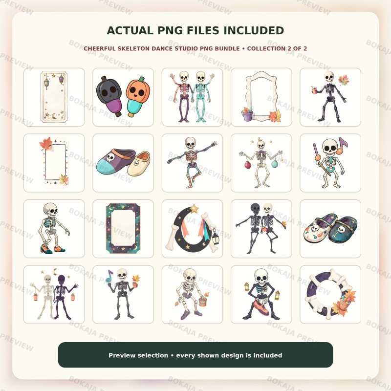 Cheerful Skeleton Dance Studio PNG Bundle image 3