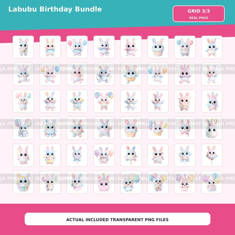 Labubu Birthday PNG Bundle image 4