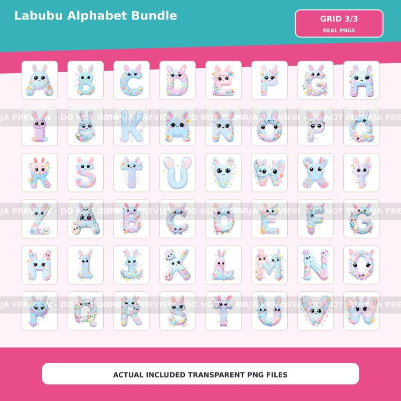 Labubu Alphabet PNG Bundle image 4