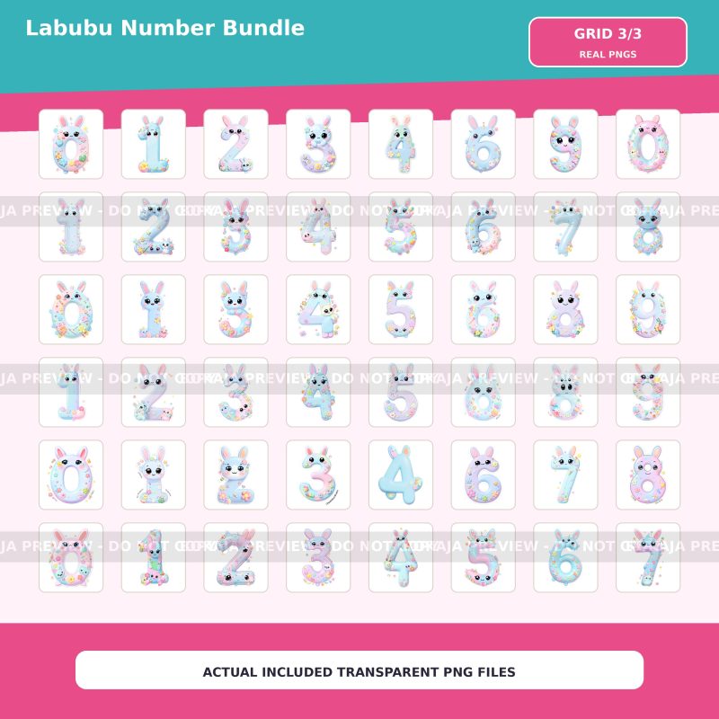 Labubu Number PNG Bundle image 4