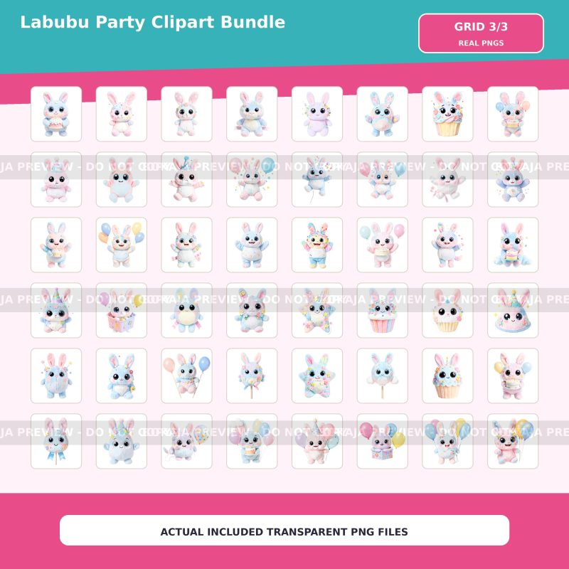 Labubu Party Clipart PNG Bundle image 4