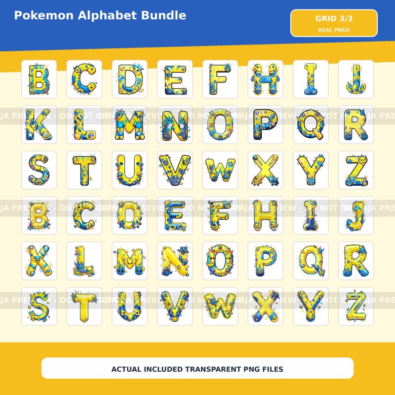 Pokemon Alphabet PNG Bundle image 4