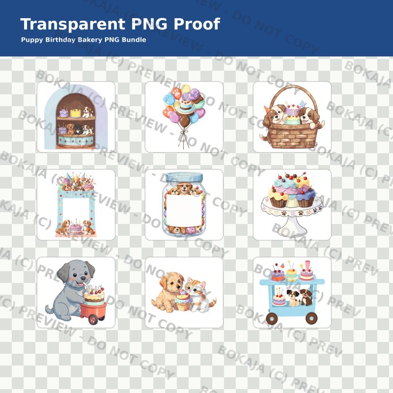 Puppy Birthday Bakery PNG Bundle image 4