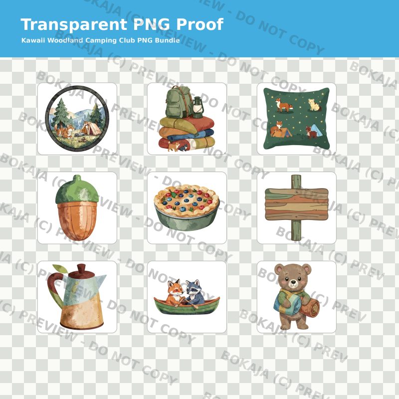 Kawaii Woodland Camping Club PNG Bundle image 4