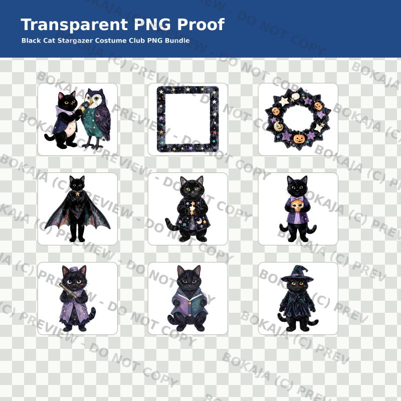 Black Cat Stargazer Costume Club PNG Bundle image 4
