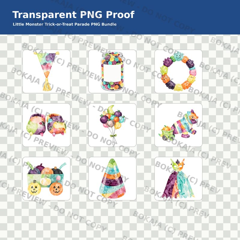 Little Monster Trick-or-Treat Parade PNG Bundle image 4