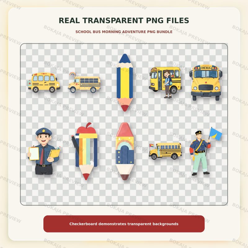 School Bus Morning Adventure PNG Bundle image 4