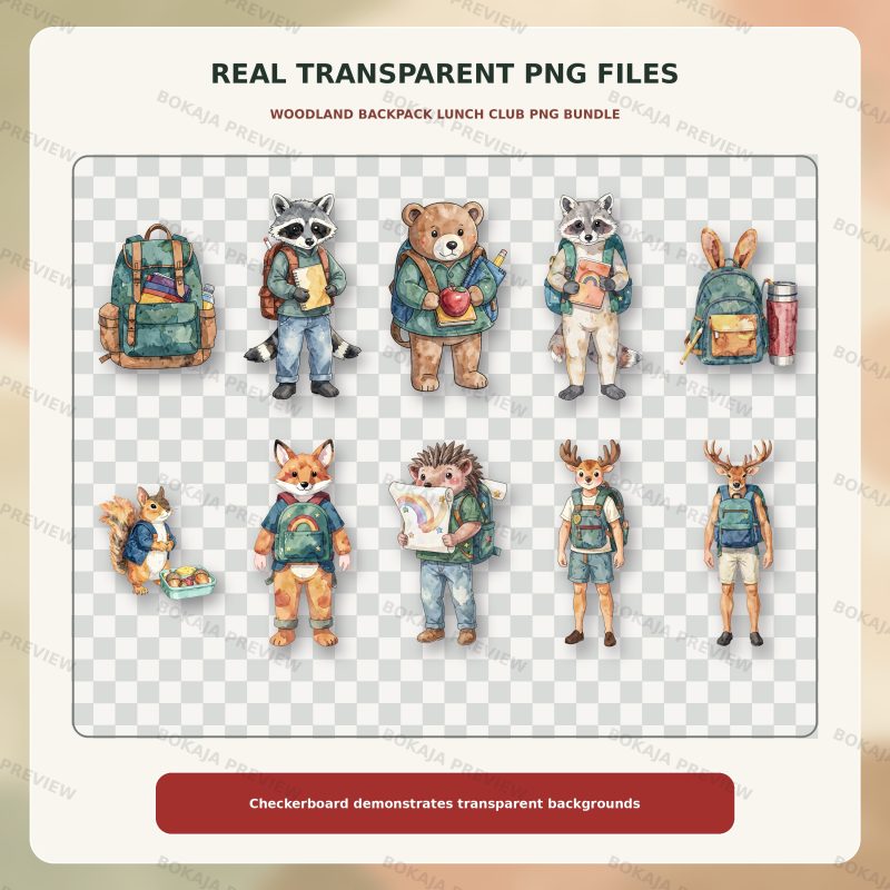 Woodland Backpack Lunch Club PNG Bundle image 4