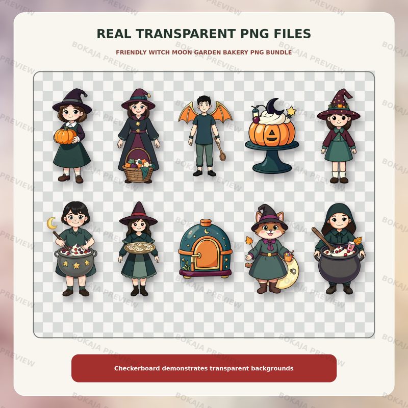 Friendly Witch Moon Garden Bakery PNG Bundle image 4