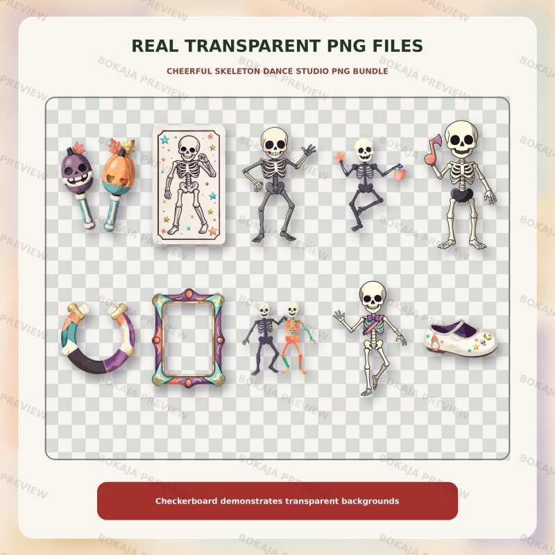 Cheerful Skeleton Dance Studio PNG Bundle image 4