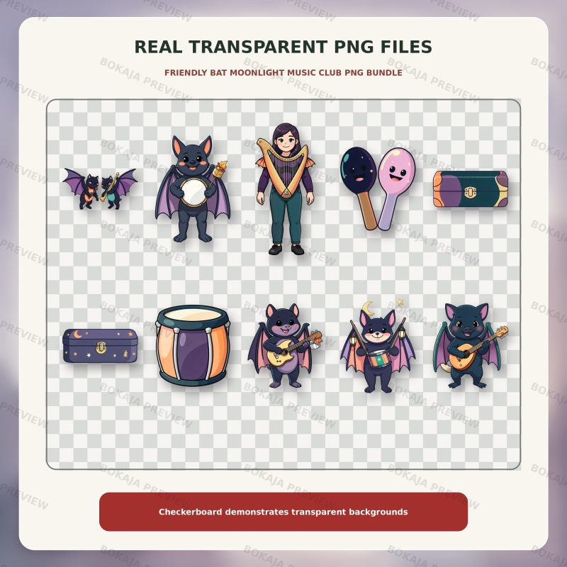 Friendly Bat Moonlight Music Club PNG Bundle image 4
