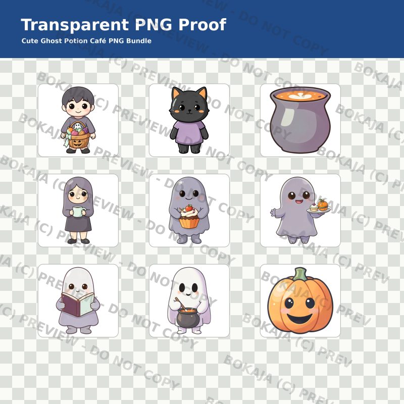 Cute Ghost Potion Café PNG Bundle image 4