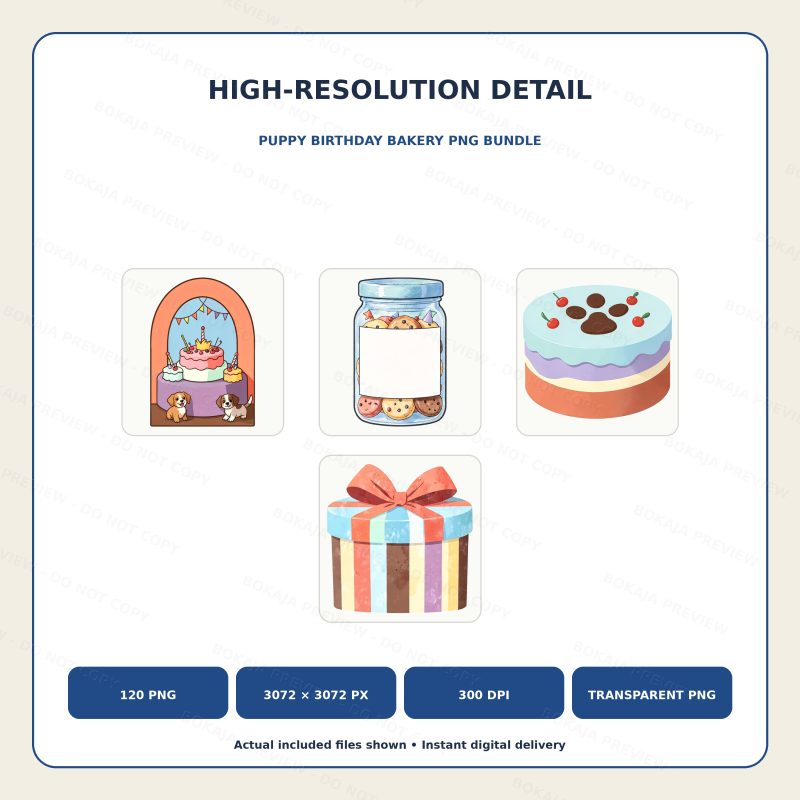 Puppy Birthday Bakery PNG Bundle image 5