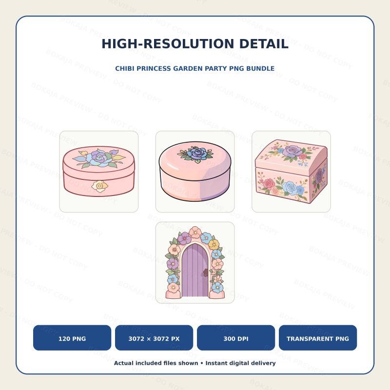 Chibi Princess Garden Party PNG Bundle image 5