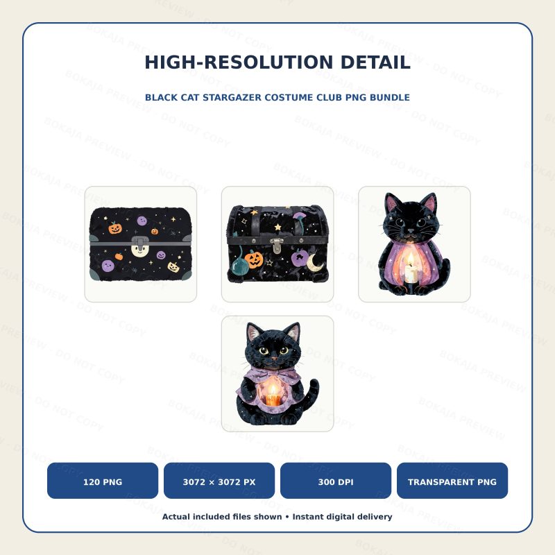 Black Cat Stargazer Costume Club PNG Bundle image 5