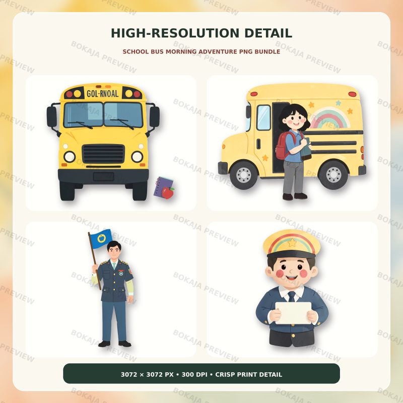 School Bus Morning Adventure PNG Bundle image 5